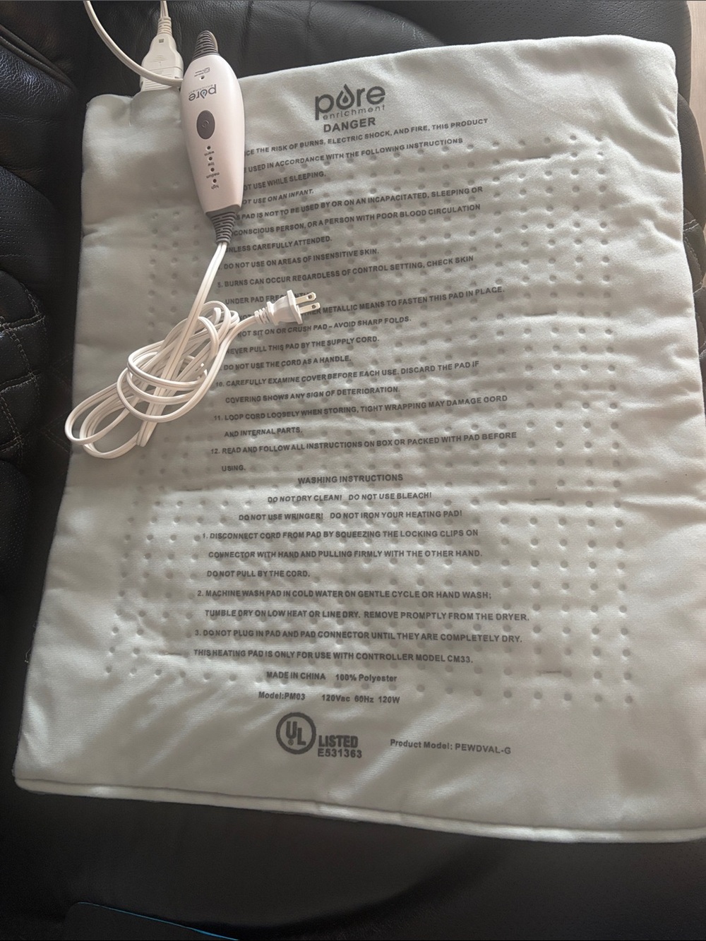 Gray Electric Heating Pad with Controller